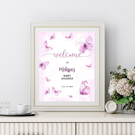 Vlinder Baby Shower Welkom Poster