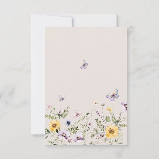 Vlinder Baby shower Wildflower Bedankkaart (Achterkant)