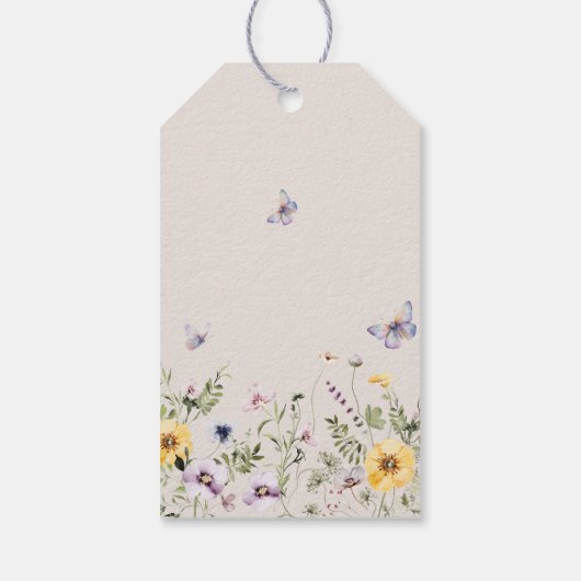 Vlinder Baby shower Wildflower Cadeaulabel (Achterkant)
