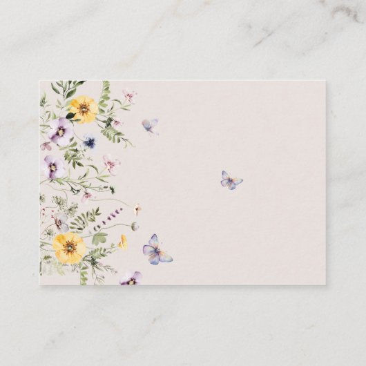 Vlinder Baby shower Wildflower Luier Raffle Informatiekaartje (Achterkant)