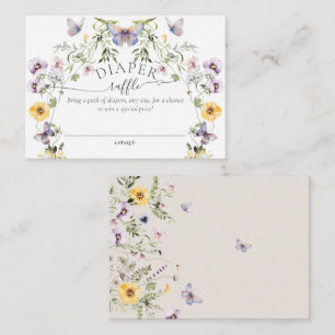 Vlinder Baby shower Wildflower Luier Raffle Informatiekaartje
