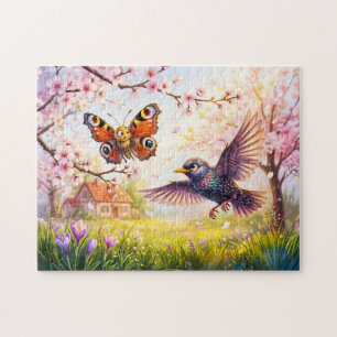 Vlinder bang gemaakt door vogel in Kersenbloesem Legpuzzel