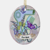 Vlinder Beautician Keramisch Ornament (Rechts)