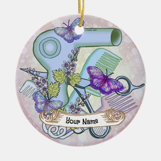 Vlinder Beautician Keramisch Ornament (Voorkant)