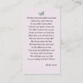 Vlinder begrafenis gebed foto kaart visitekaartje (Achterkant)