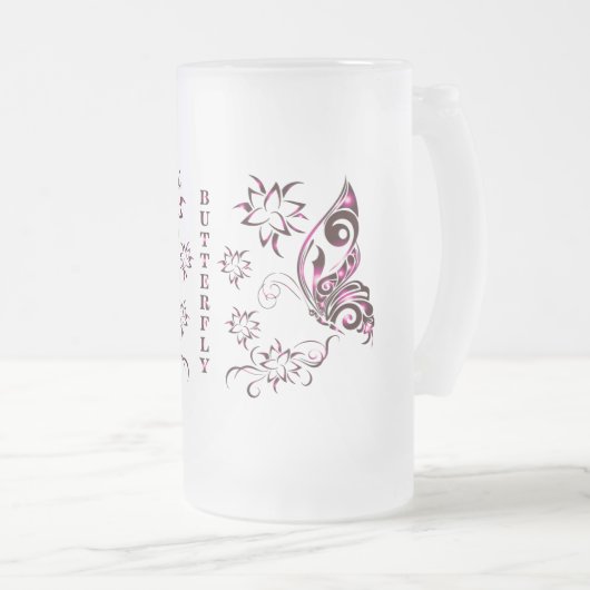 Vlinder bierglas matglas bierpul (Voorkant rechts)