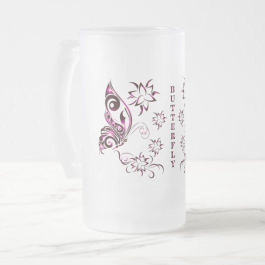 Vlinder bierglas matglas bierpul (Voorkant links)