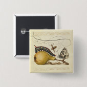 Vlinder Bij Fruit Insect Illustratie Vierkante Button 5,1 Cm (Voorkant /achterkant)
