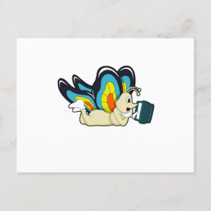 Vlinder bij lezen met boek briefkaart