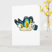 Vlinder bij lezen met boek kaart (Gele Bloem)