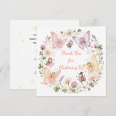 Vlinder Bij Lieveheersbeestje Whimsical Tuin Verja Bedankkaart (Voorkant / Achterkant)
