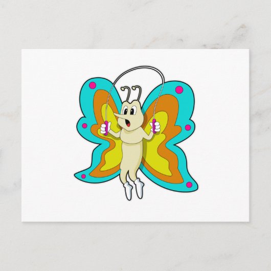 Vlinder bij touwtjespringen Fitness Briefkaart (Voorkant)