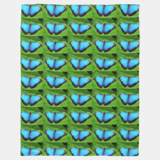 vlinder blad natuur vleugels vleugel schattig blau fleece deken (Voorkant)
