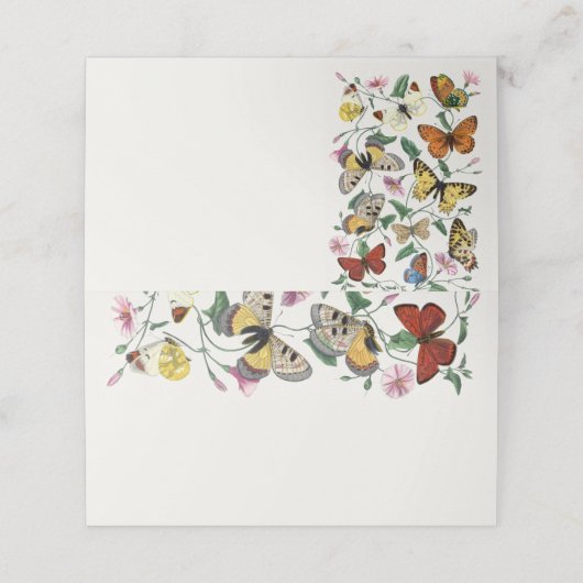 vlinder blanco handgeschreven bruiloft plaatskaartje (Buitenkant ongevouwen)