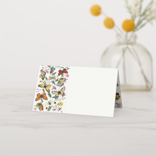 vlinder blanco handgeschreven bruiloft plaatskaartje (Achterkant)