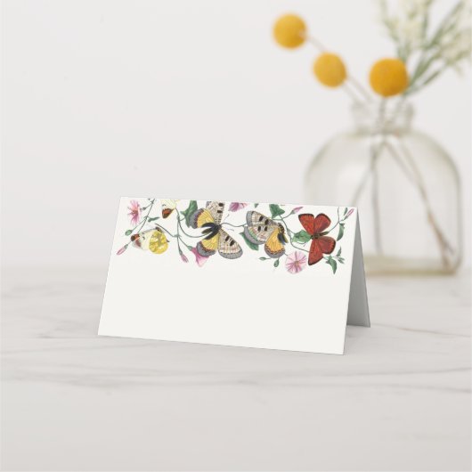  vlinder blanco handgeschreven bruiloft plaatskaartje (Voorkant)