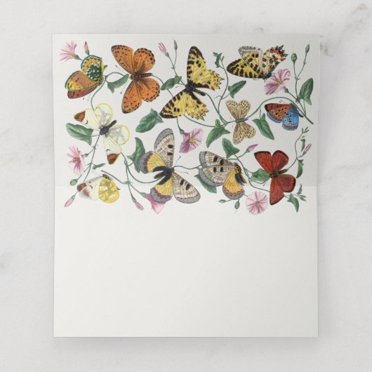  vlinder blanco handgeschreven bruiloft plaatskaartje (Binnenkant ongevouwen)