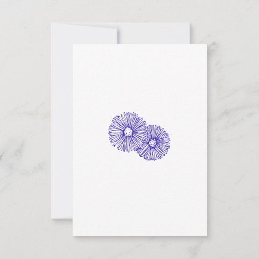 Vlinder Blauw  Aster Bloemen Bruiloft Kaart (Achterkant)