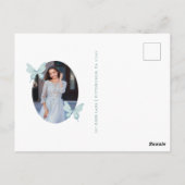  vlinder blauw foto quinceanera dank u briefkaart (Achterkant)