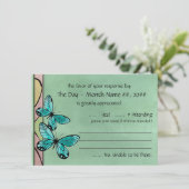 Vlinder Blauw op Smaragd Groen Kaart (Staand voorkant)
