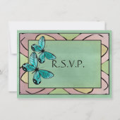 Vlinder Blauw op Smaragd Groen Kaart (Achterkant)