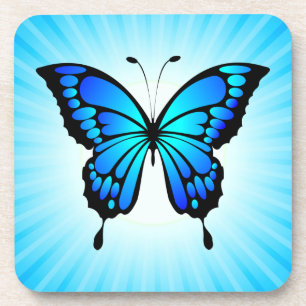 Vlinder Blauwe Insect Illustratie-20284 Bier Onderzetter