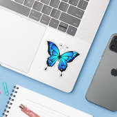 Vlinder Blauwe Insect Illustratie-20284 Sticker (Laptop met iPhone)