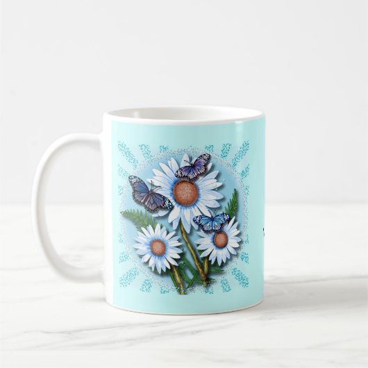 Vlinder Blauwe Madeliefjes Koffiemok (Links)