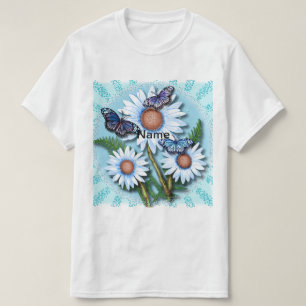 Vlinder Blauwe Madeliefjes T-shirt