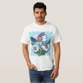 Vlinder Blauwe Madeliefjes T-shirt (Voorkant volledig)
