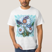 Vlinder Blauwe Madeliefjes T-shirt (Voorkant)