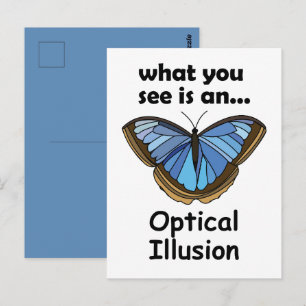 Vlinder Blauwe Morpho Optische Illusie Grappige Qu Briefkaart