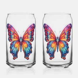 Vlinder Blauwe Oranje Vleugels Blikvorm Glas