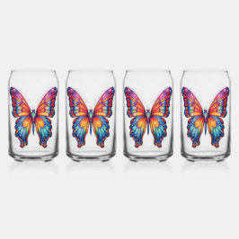 Vlinder Blauwe Oranje Vleugels Blikvorm Glas
