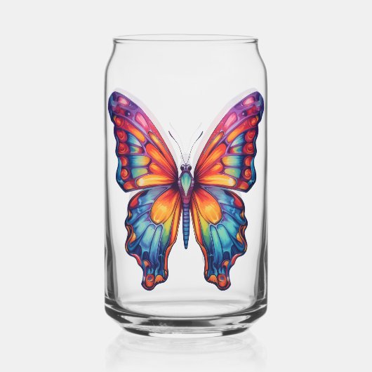 Vlinder Blauwe Oranje Vleugels Blikvorm Glas (Voorkant)
