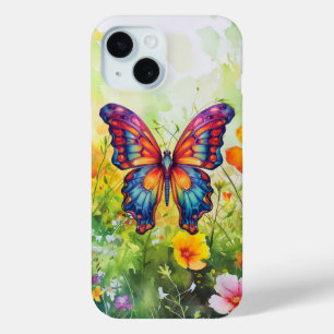 Vlinder Blauwe Oranje Vleugels iPhone 15 Case