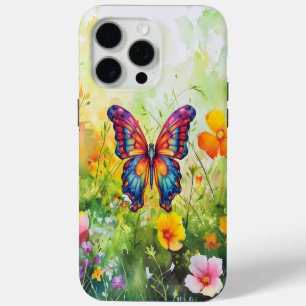 Vlinder Blauwe Oranje Vleugels iPhone 15 Pro Max Hoesje