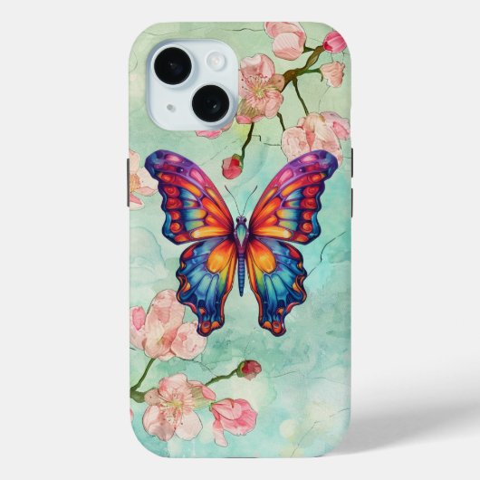 Vlinder Blauwe Oranje Vleugels Case-Mate iPhone Case (Achterkant)