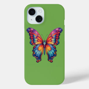 Vlinder Blauwe Oranje Vleugels iPhone 15 Case