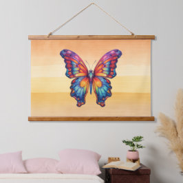 Vlinder Blauwe Oranje Vleugels Hangend Wandkleed