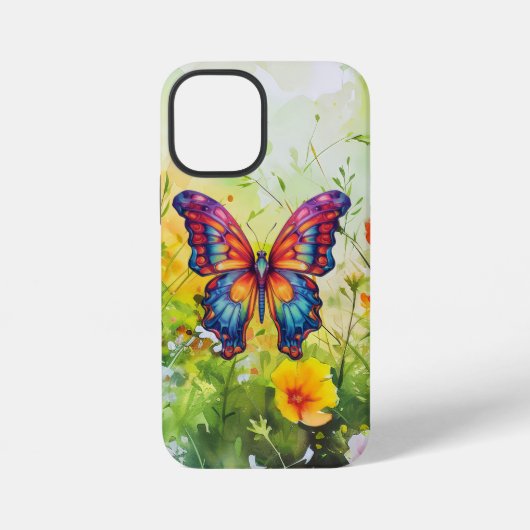 Vlinder Blauwe Oranje Vleugels iPhone Hoesje (Achterkant)