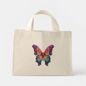 Vlinder Blauwe Oranje Vleugels Mini Tote Bag (Achterkant)