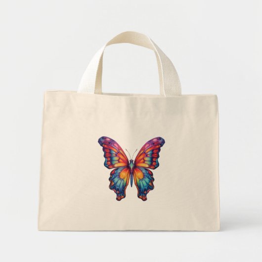 Vlinder Blauwe Oranje Vleugels Mini Tote Bag (Voorkant)
