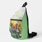 Vlinder Blauwe Oranje Vleugels Sling Bag (Rechterhoek)
