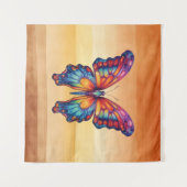 Vlinder Blauwe Oranje Vleugels Wandkleed (Voorkant (horizontaal))