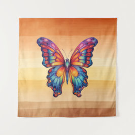 Vlinder Blauwe Oranje Vleugels Wandkleed
