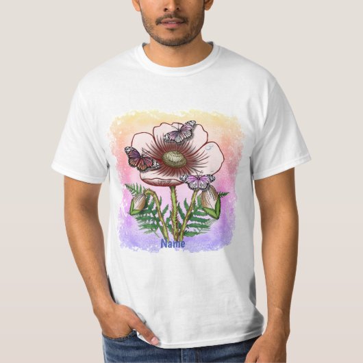 Vlinder Bleke Papaver  T-shirt (Voorkant)