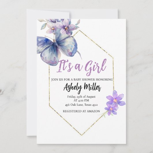 Vlinder Bloei Baby Shower Uitnodiging (Voorkant)