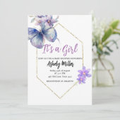 Vlinder Bloei Baby Shower Uitnodiging (Staand voorkant)