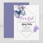 Vlinder Bloei Baby Shower Uitnodiging (Voorkant / Achterkant)